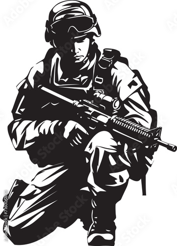 Wallpaper Mural Battle Ready Defender Elegant Vector Soldier Holding Gun Logo in Black Commando Vigilance Vector Soldier with Gun Black Icon Emblem Torontodigital.ca