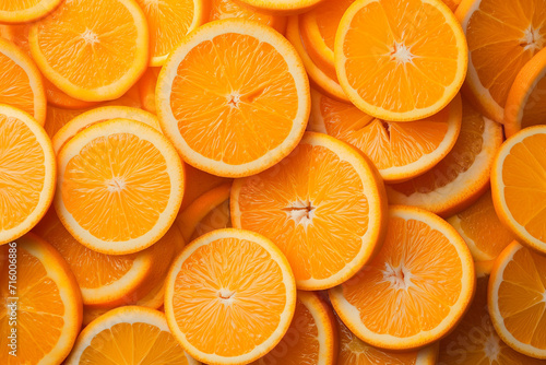 a lot of oranges cut into circles lying on top of each other, for the background