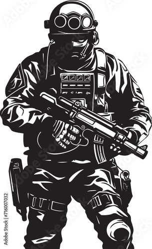 Wallpaper Mural Combat Readiness Elegant Soldier Holding Gun in Vector Tactical Guardian Vector Black Icon Design for Soldier Logo Torontodigital.ca
