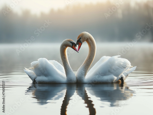 Two Swans on a serene pond