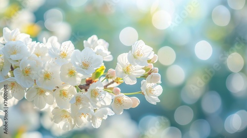 Ethereal Cherry Blossom Branches Against a Dreamy Bokeh Light Background