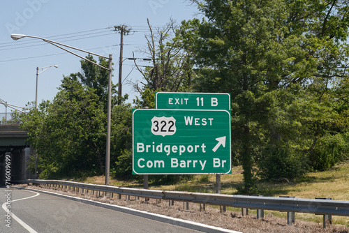 Εκτύπωση καμβά Exit 11 B sign on I-295for US 322 West toward Bridgeport, New Jersey and the Com