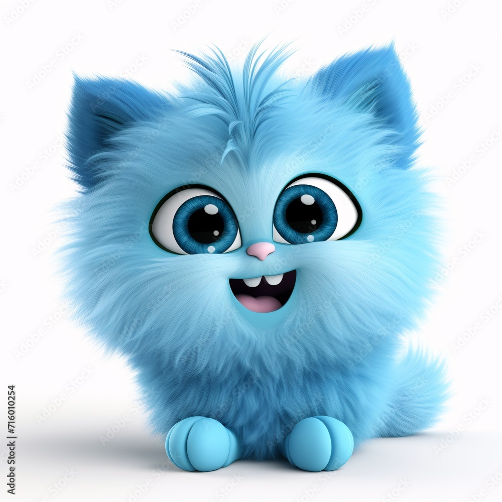 Blue Cat with Big Eyes and Long Hair Generative AI