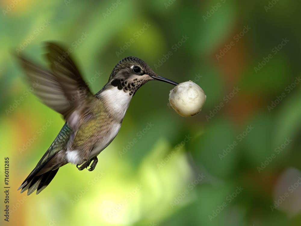 Fototapeta premium A Photo of a Hummingbird Playing with a Ball in Nature