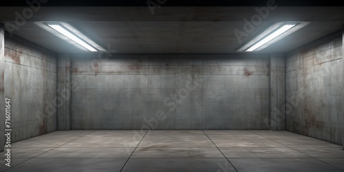 Abandoned Building with Dirty Walls and Cement Floor Generative AI