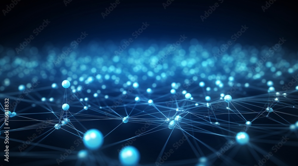 Obraz premium A mesmerizing blue light display of interconnected spheres Generative AI