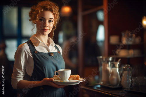 waitress serve coffe