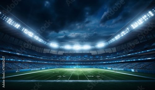 Nighttime Football Stadium with Clouds Generative AI