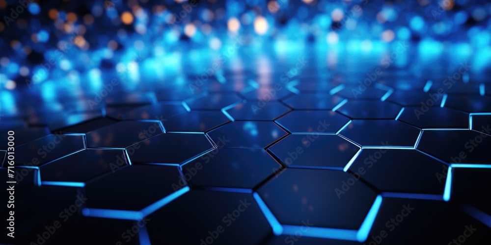 a tainted background with blue hexagons on a dark background, in the style of complexity theory, human connections, infinity nets, collaborative techniques a tainted background with blue hexagons on a dark background, in the style of complexity theory, human connections, infinity nets, collaborative techniques