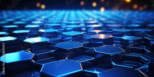 a blue background with blue hexagons  in the style of contrasting lights and darks  webcore