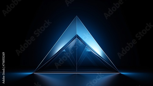 A blue triangle with a reflection of a blue triangle on the right side Generative AI