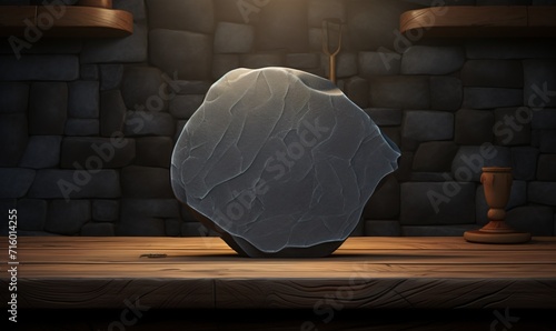 A large rock in a stone wall Generative AI photo