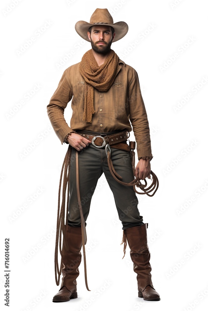 Rugged Cowboy in Western Attire, AI Generated