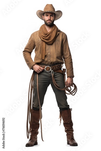 Obraz na płótnie Rugged Cowboy in Western Attire, AI Generated w salonie