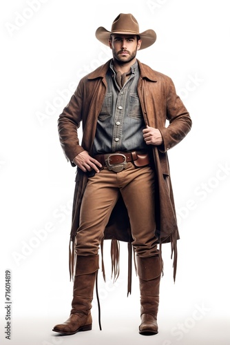 Obraz na płótnie Rugged Cowboy in Western Attire, AI Generated w salonie