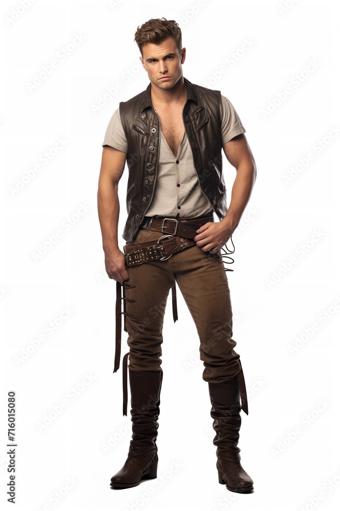 Rugged Cowboy in Western Attire, AI Generated Rugged Cowboy in Western Attire, AI Generated