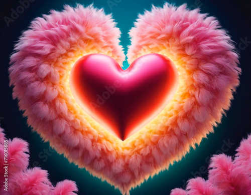 Heart shaped fur on a dark background.