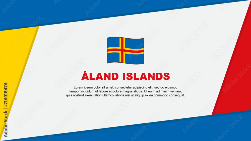 Obraz premium Aland Islands Flag Abstract Background Design Template. Aland Islands Independence Day Banner Cartoon Vector Illustration. Aland Islands Banner