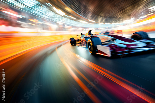 race car on the track with motion blur background, extreme sport concept