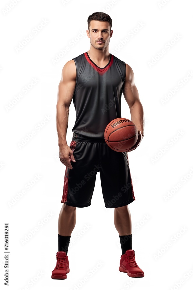 Dynamic Male Basketball Player in Action, AI Generated Dynamic Male Basketball Player in Action, AI Generated