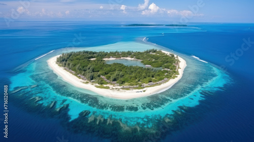 Aerial view of tropical island, pristine beach, ideal retreat