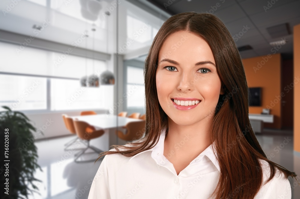 Happy confident professional business woman posing in office