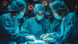 AI generated illustration of focused surgical team operating in a sterile environment