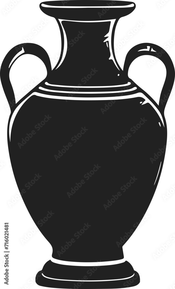 Ancient Grecian Urn Silhouette - Black and White Vector Illustration for Historical, Educational, and Decorative Use