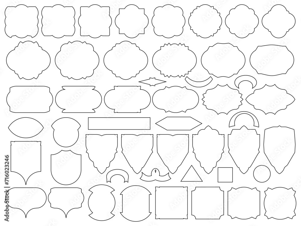 Fototapeta premium Set of flat vector shapes, frames, badges, cut files, contours