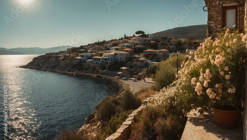 Fototapeta Naklejka Na Ścianę i Meble -  Beautiful street Greece summer day, sea