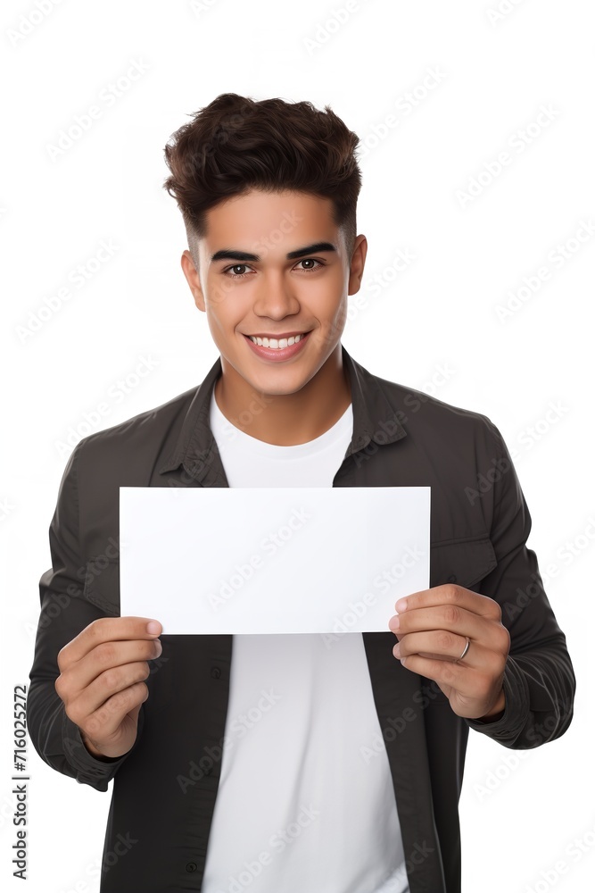 Hispanic Male Model with Blank Sign, AI Generated Hispanic Male Model with Blank Sign, AI Generated