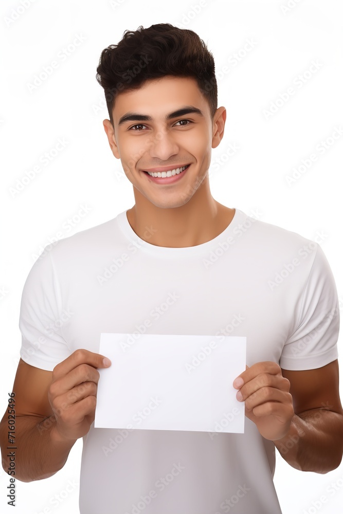 Hispanic Male Model with Blank Sign, AI Generated Hispanic Male Model with Blank Sign, AI Generated