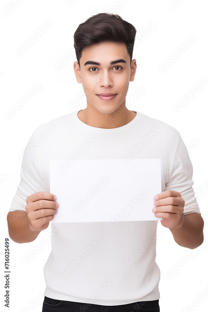 Hispanic Male Model with Blank Sign, AI Generated