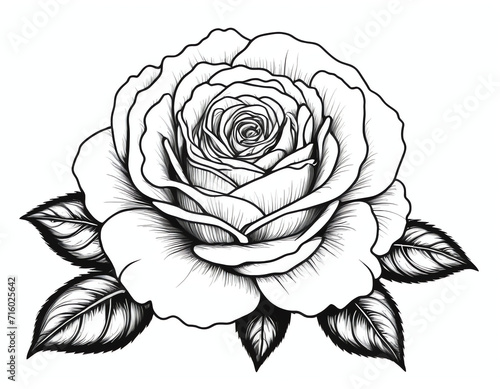 a rose for coloring page, greeting cards, posters, or social media	
 photo