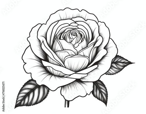 a rose for coloring page, greeting cards, posters, or social media	
