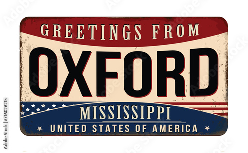 Greetings from Oxford vintage rusty metal sign
