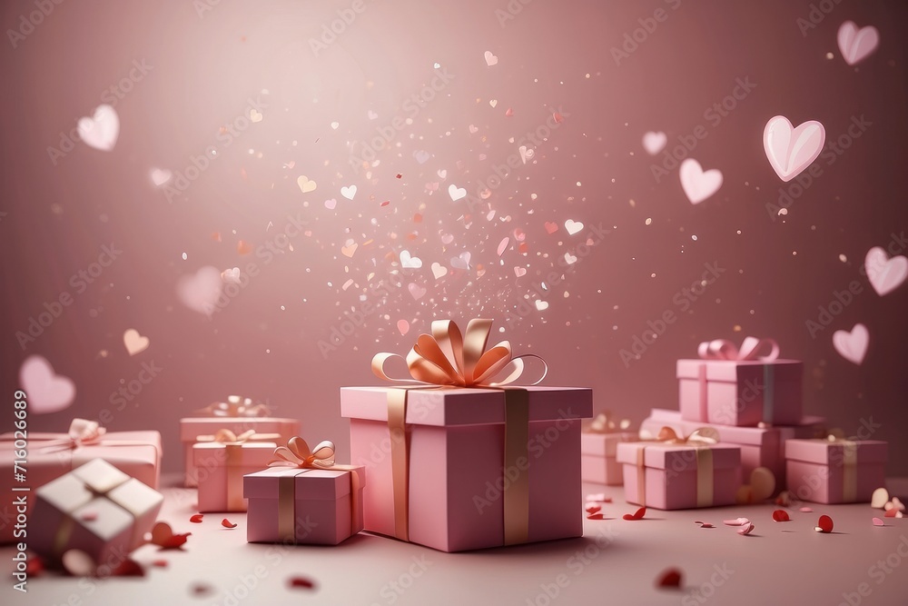 Arrangement of festive Christmas gift boxes and presents