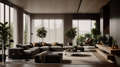 modern living room interior design with stylish furnitures