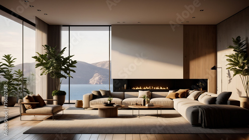 modern living room interior design with stylish furnitures