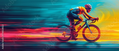 an Illustration of a cycling-themed gradient, morphing from asphalt gray to the vivid colors, with the suggestion of motion blur for speed, Ideal for App and Website Design. 