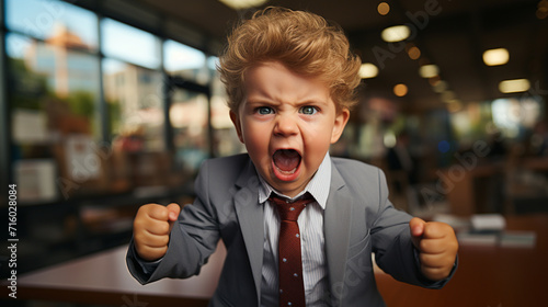 Angry Baby Businessman shouting In Office photo