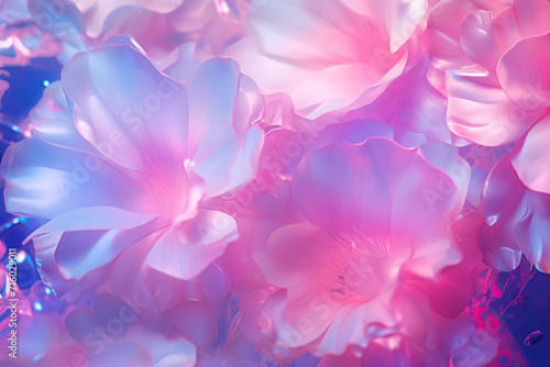 Vibrant holographic flowers background