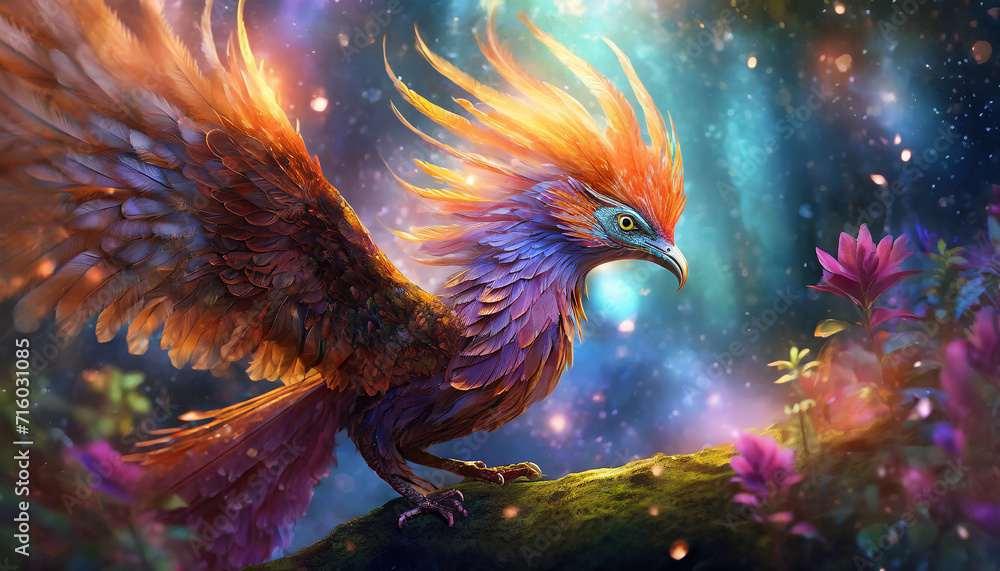 Phoenix bird, symbolizing rebirth and magical realms Phoenix bird, symbolizing rebirth and magical realms