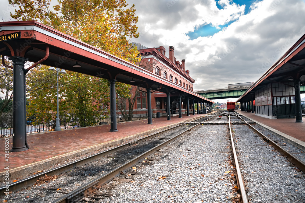 Railroad station in the historic town of Cumberland, Maryland.