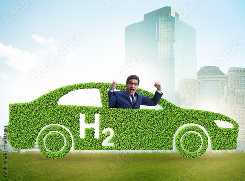 Hydrogen car concept in ecological transportation concept photo