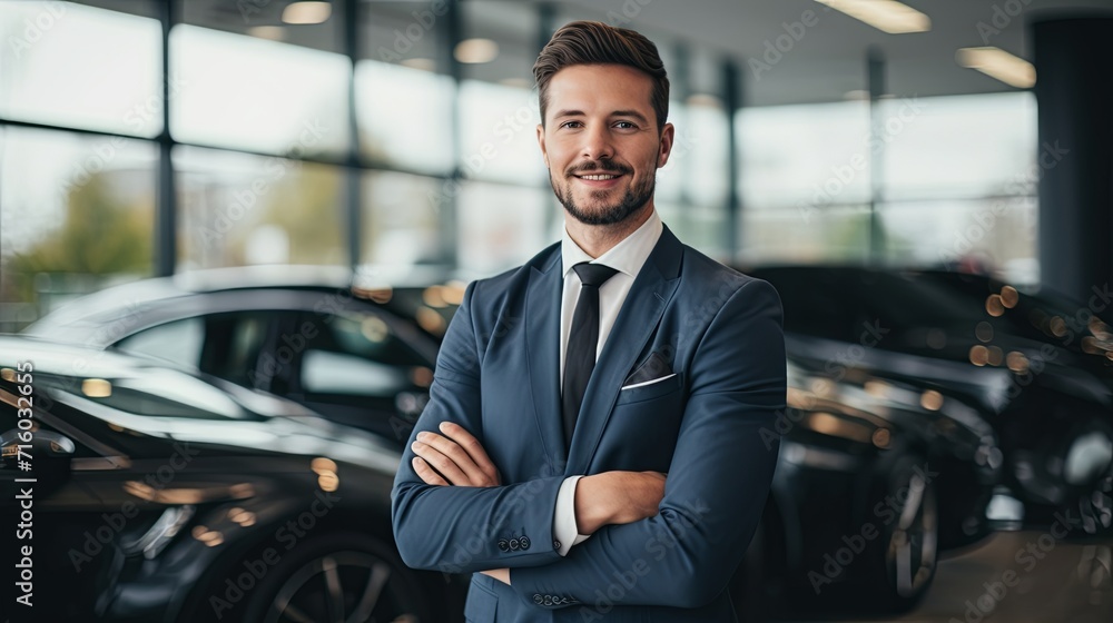 Professional luxury cars salesman. Car sales agent on a luxury showroom Stock Photo Adobe Stock