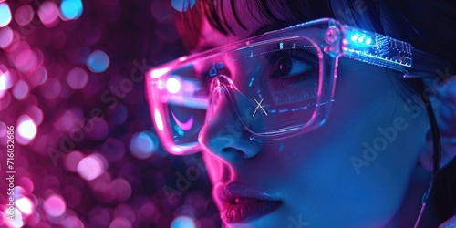 Neon glowing AI glasses