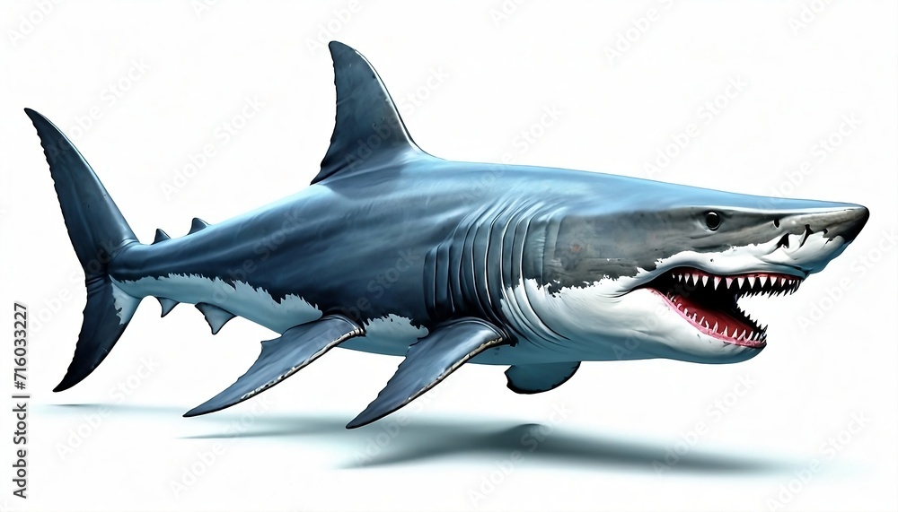 Obraz premium 3D rendering of Megalodon isolated on a white background