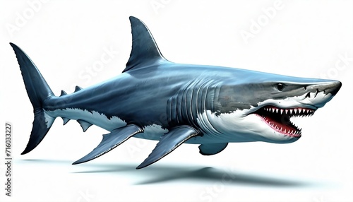 3D rendering of Megalodon isolated on a white background