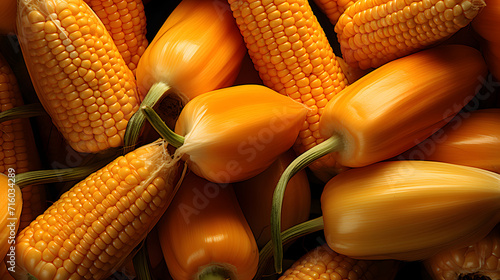 Fresh corn on cobs on woode...